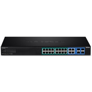 TRENDnet TPE-1620WSF 20-Port Managed Gigabit Ethernet PoE+ Switch, 4x shared Gigabit ports (RJ-45 or SFP), rack mountable